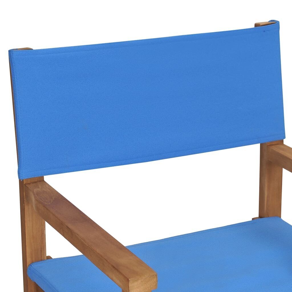 vidaXL režisora krēsls, masīvs tīkkoks, zils cena un informācija | Dārza krēsli | 220.lv