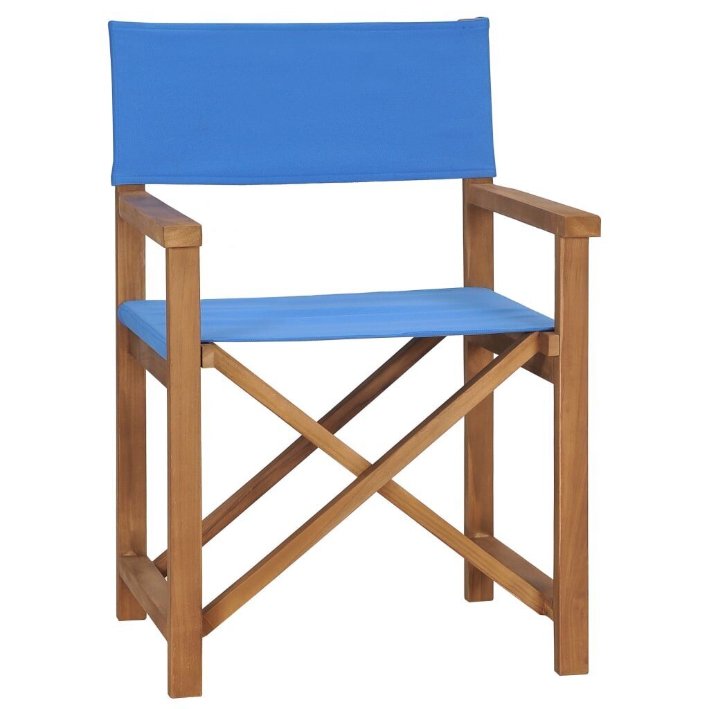 vidaXL režisora krēsls, masīvs tīkkoks, zils cena un informācija | Dārza krēsli | 220.lv