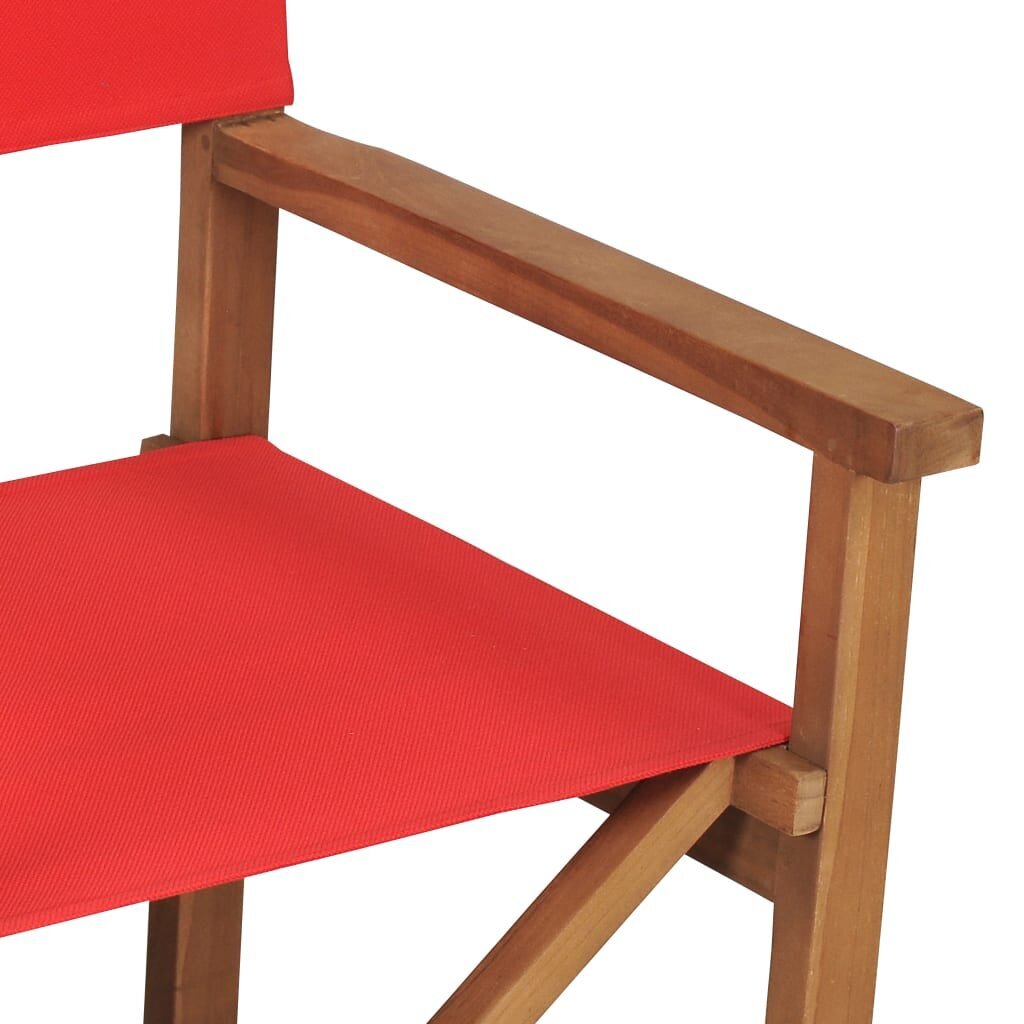 vidaXL režisora krēsls, masīvs tīkkoks, sarkans cena un informācija | Dārza krēsli | 220.lv