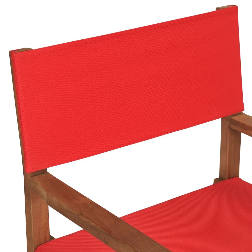 vidaXL režisora krēsls, masīvs tīkkoks, sarkans cena un informācija | Dārza krēsli | 220.lv