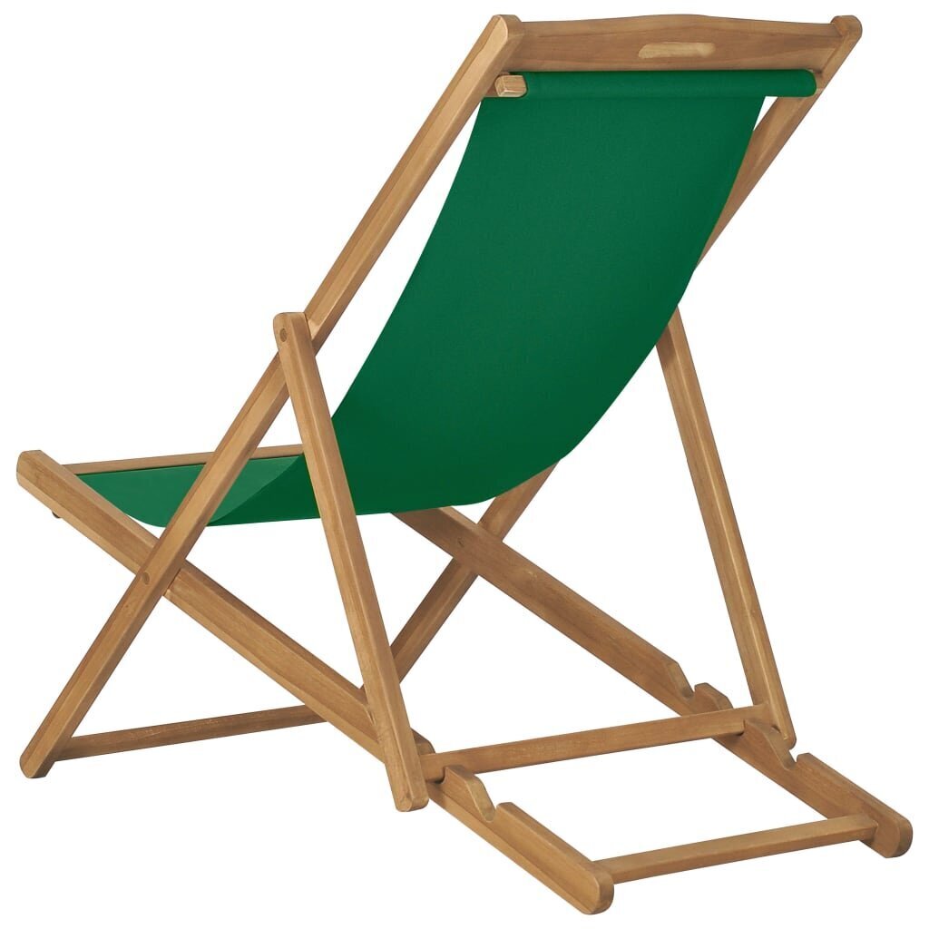 vidaXL saliekams pludmales krēsls, masīvs tīkkoks, zaļš cena un informācija | Dārza krēsli | 220.lv