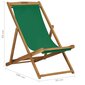 vidaXL saliekams pludmales krēsls, masīvs tīkkoks, zaļš цена и информация | Dārza krēsli | 220.lv