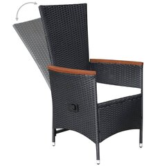 vidaXL dārza krēsli, 2 gab., ar matračiem, melna PE rotangpalma cena un informācija | Dārza krēsli | 220.lv