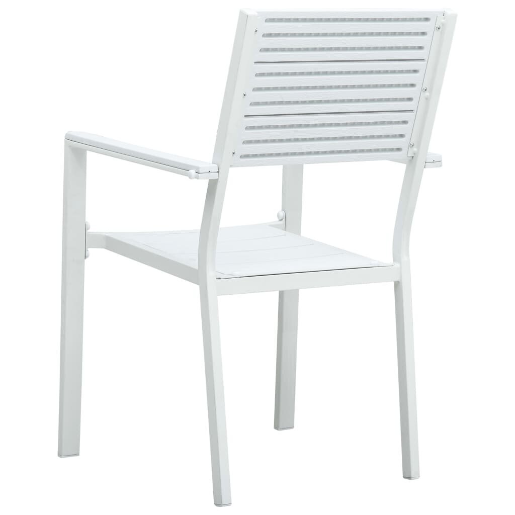 vidaXL dārza krēsli, 4 gab., balts HDPE, koka imitācija cena un informācija | Dārza krēsli | 220.lv