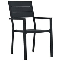 vidaXL dārza krēsli, 2 gab., koka imitācija, melns HDPE cena un informācija | Dārza krēsli | 220.lv