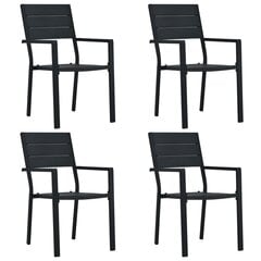 vidaXL dārza krēsli, 4 gab., koka imitācija, melns HDPE cena un informācija | Dārza krēsli | 220.lv