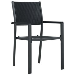 vidaXL dārza krēsli, 4 gab., melna plastmasa, pinuma dizains cena un informācija | Dārza krēsli | 220.lv
