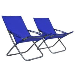 vidaXL salokāmi pludmales krēsli, 2 gab., zils audums цена и информация | скамейка со столиком | 220.lv