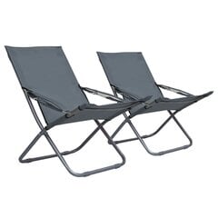 vidaXL salokāmi pludmales krēsli, 2 gab., pelēks audums cena un informācija | Dārza krēsli | 220.lv