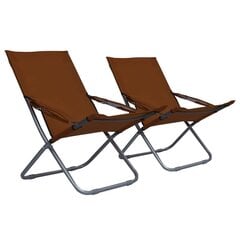 vidaXL salokāmi pludmales krēsli, 2 gab., brūns audums cena un informācija | Dārza krēsli | 220.lv