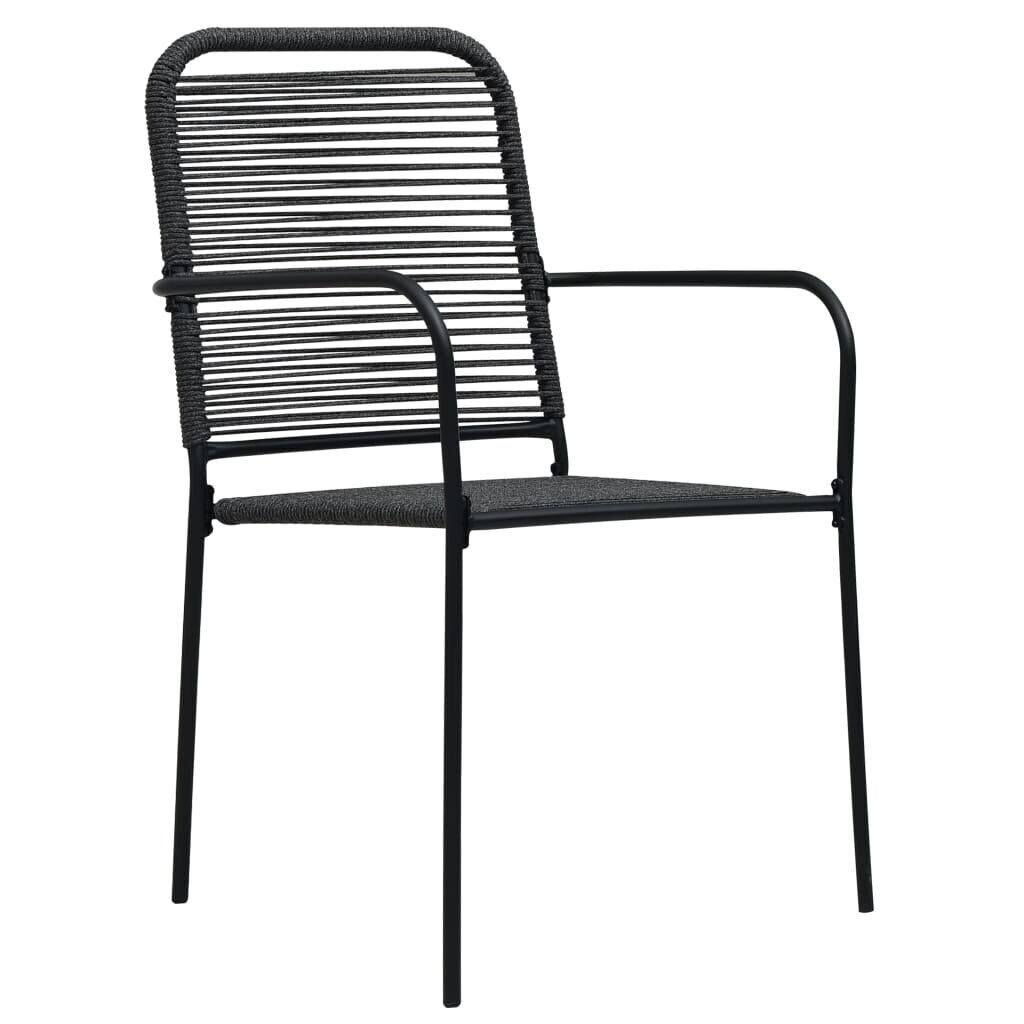 vidaXL dārza krēsli, 2 gab., kokvilnas virve un tērauds, melni cena un informācija | Dārza krēsli | 220.lv