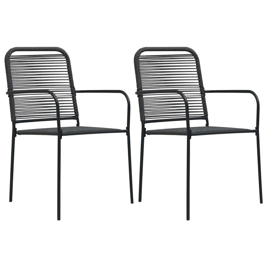 vidaXL dārza krēsli, 2 gab., kokvilnas virve un tērauds, melni cena un informācija | Dārza krēsli | 220.lv