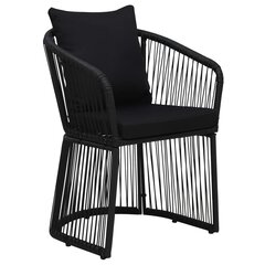 vidaXL dārza krēsli, 2 gab., matrači un spilveni, PVC, melni cena un informācija | Dārza krēsli | 220.lv