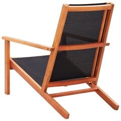 vidaXL dārza atpūtas krēsls, melns, eikalipta masīvkoks un tekstilēns cena un informācija | Dārza krēsli | 220.lv