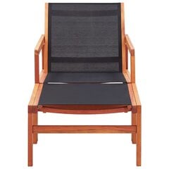 vidaXL dārza krēsls ar kāju balstu, eikalipta masīvkoks un tekstilēns cena un informācija | Dārza krēsli | 220.lv