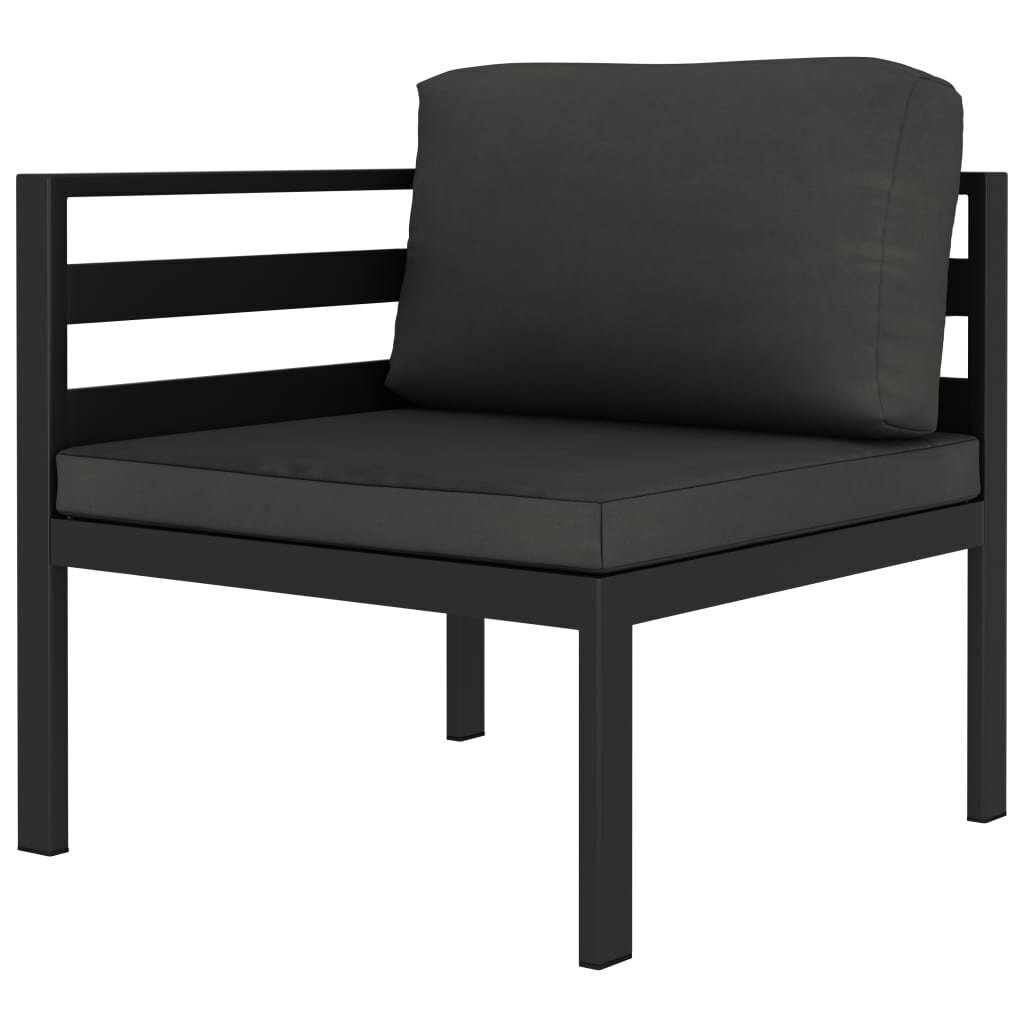 vidaXL stūra dīvāns ar matračiem, 1 gab., alumīnijs, antracītpelēks cena un informācija | Dārza krēsli | 220.lv
