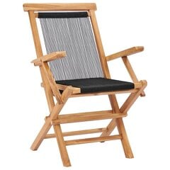 vidaXL saliekami dārza krēsli, 2 gab., masīvs tīkkoks un auklas cena un informācija | Dārza krēsli | 220.lv