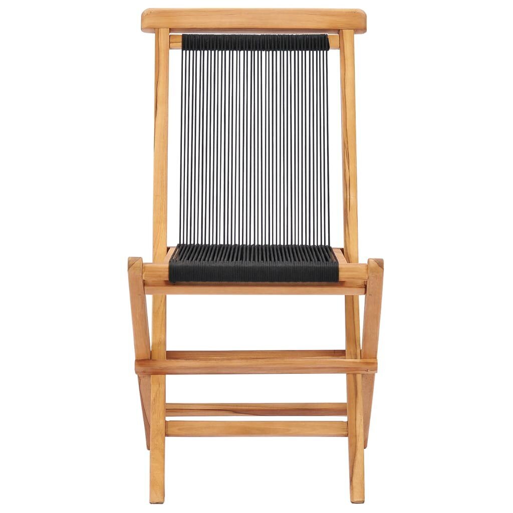 vidaXL saliekami dārza krēsli, 2 gab., masīvs tīkkoks un auklas cena un informācija | Dārza krēsli | 220.lv