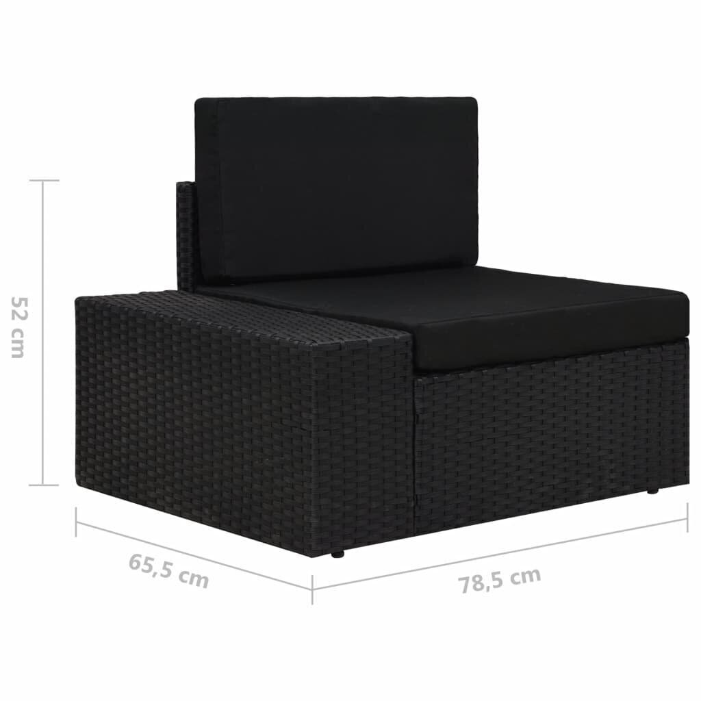 vidaXL moduļu stūra dīvāns ar labo roku balstu, PE rotangpalma, melns cena un informācija | Dārza krēsli | 220.lv