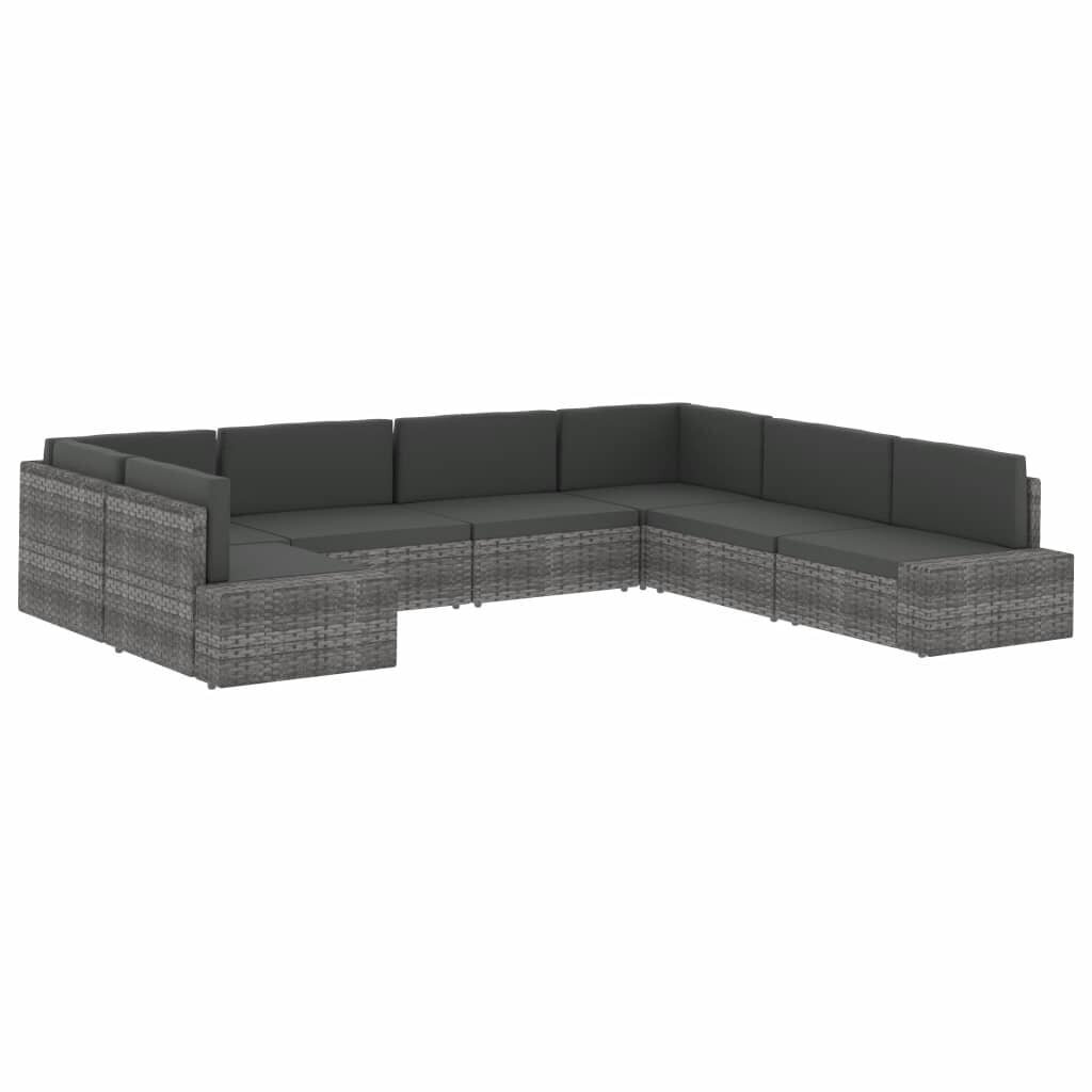 vidaXL moduļu stūra dīvāns ar kreiso roku balstu, PE rotangpalma,brūns cena un informācija | Dārza krēsli | 220.lv