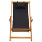vidaXL saliekams pludmales krēsls, eikalipta masīvkoks, melns audums cena un informācija | Dārza krēsli | 220.lv