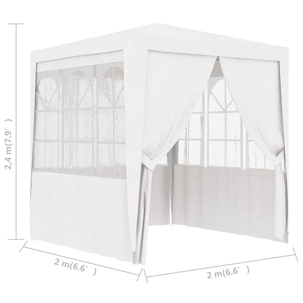 vidaXL dārza nojume ar sānu sienām, profesionāla, 2x2m, balta, 90 g/m² cena un informācija | Dārza nojumes un lapenes | 220.lv