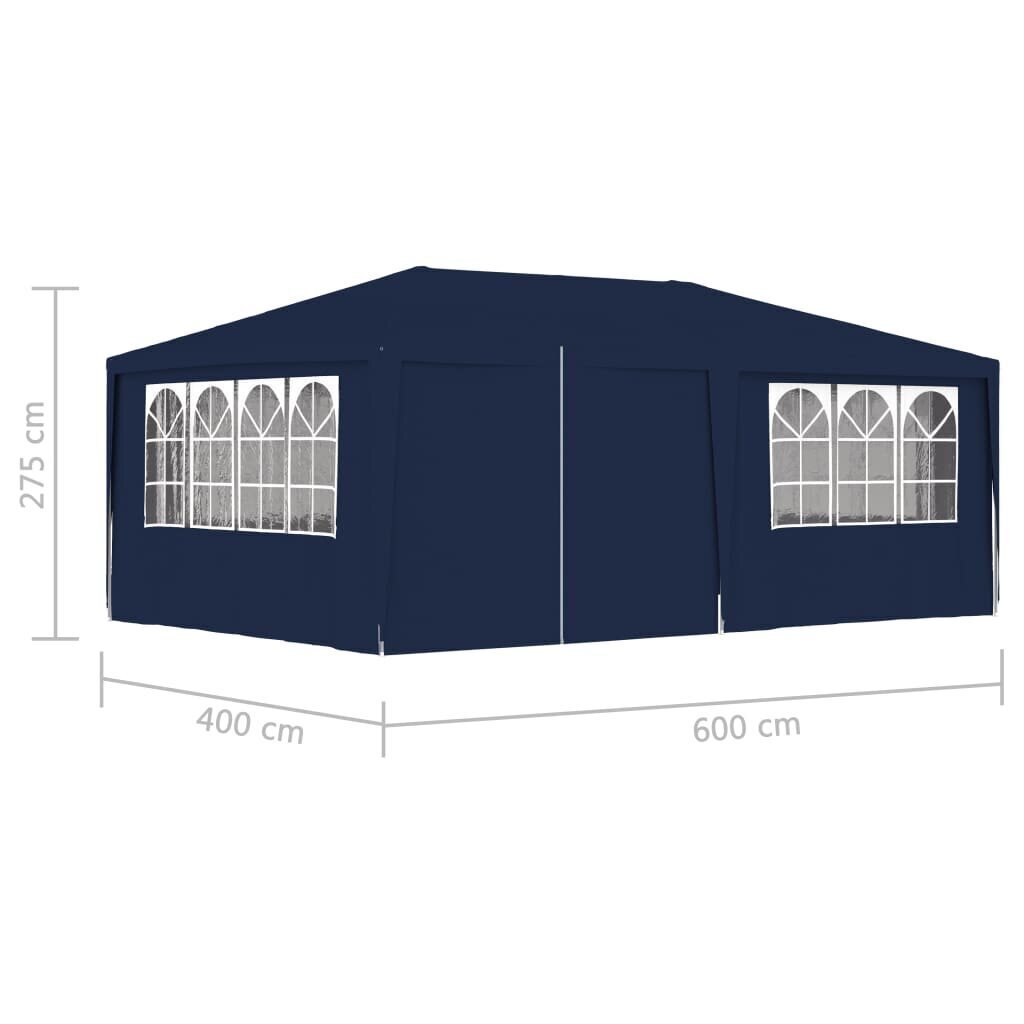 vidaXL dārza nojume ar sānu sienām, profesionāla, 4x6 m, zila, 90 g/m² cena un informācija | Dārza nojumes un lapenes | 220.lv