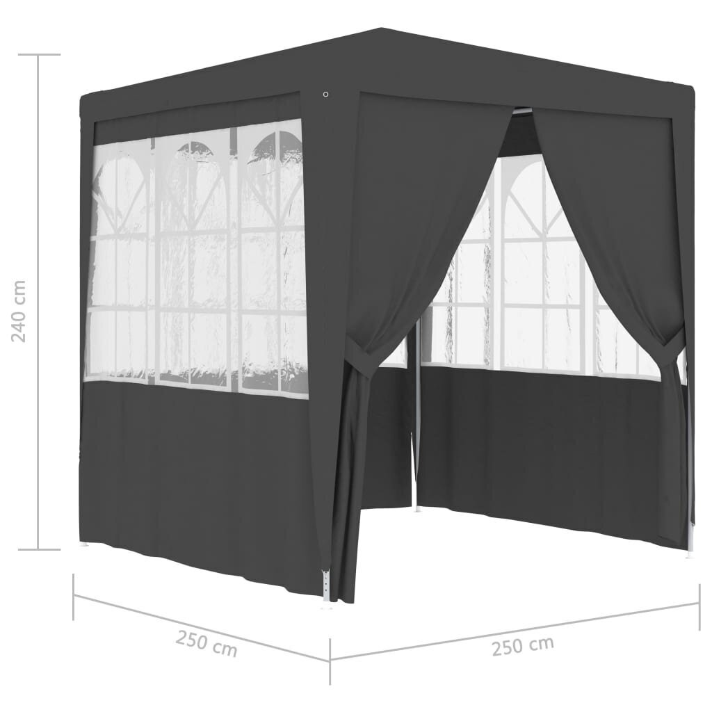 vidaXL dārza nojume ar sānu sienām, profesionāla, 2,5x2,5 m, pelēka цена и информация | Dārza nojumes un lapenes | 220.lv