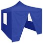 vidaXL saliekama nojume ar 4 sienām, zila, 2x2 m, tērauds cena un informācija | Dārza nojumes un lapenes | 220.lv