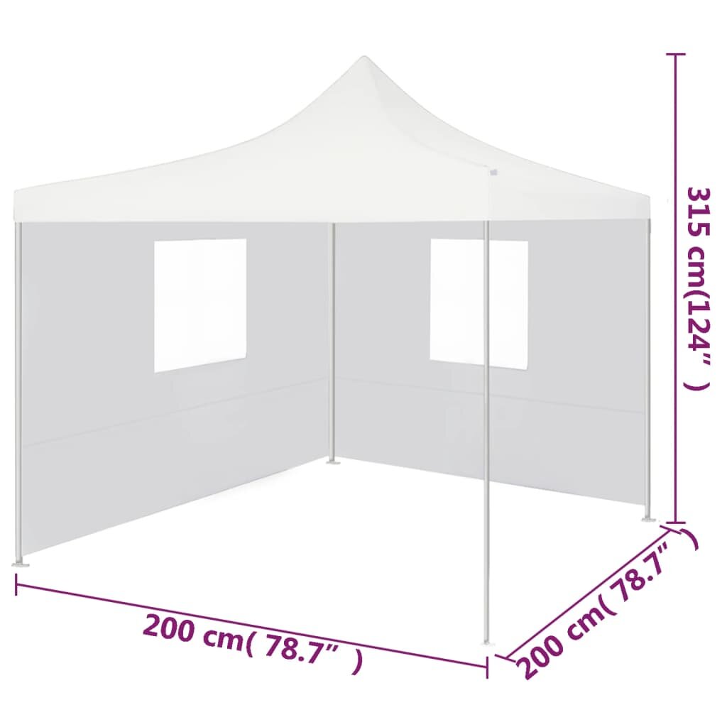 vidaXL saliekama nojume ar 2 sienām, balta, 2x2 m, tērauds cena un informācija | Dārza nojumes un lapenes | 220.lv