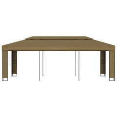 vidaXL dārza nojume ar dubulto jumtu, 3x6 m, pelēkbrūna, 180 g/m² цена и информация | Беседки | 220.lv