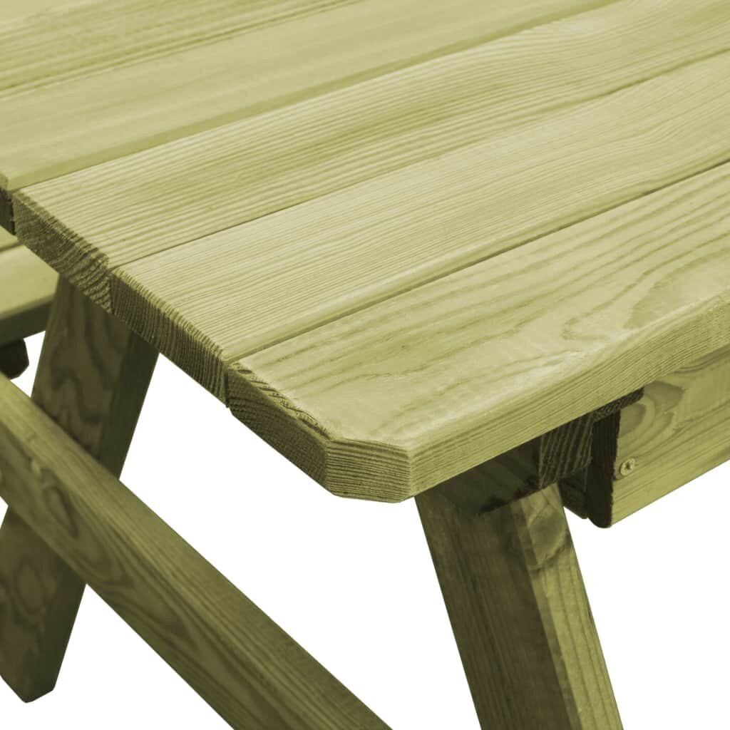 vidaXL piknika galds ar soliem, 90x90x58 cm, impregnēta priede цена и информация | Dārza galdi | 220.lv