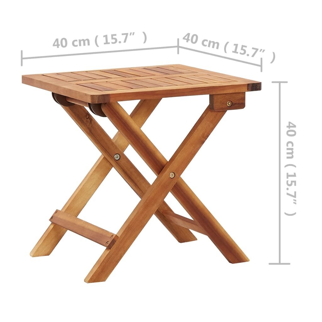vidaXL saliekams dārza galds, 40x40x40 cm, akācijas masīvkoks cena un informācija | Dārza galdi | 220.lv