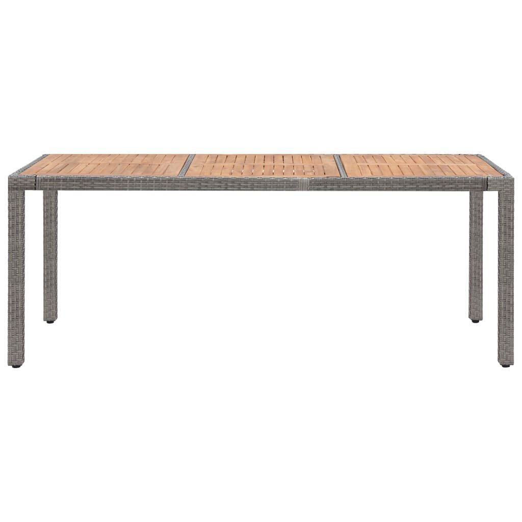 vidaXL dārza galds, 190x90x75 cm, PE rotangpalma, akācijas masīvkoks cena un informācija | Dārza galdi | 220.lv