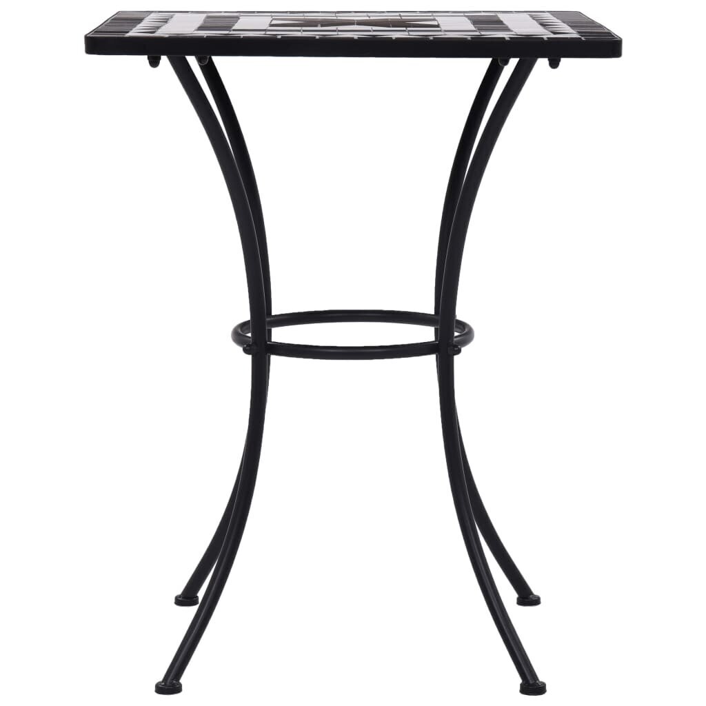 vidaXL mozaīkas bistro galds, 60 cm, melns ar baltu, keramika cena un informācija | Dārza galdi | 220.lv
