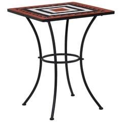 vidaXL mozaīkas bistro galds, 60 cm, sarkanbrūns ar baltu, keramika cena un informācija | Dārza galdi | 220.lv