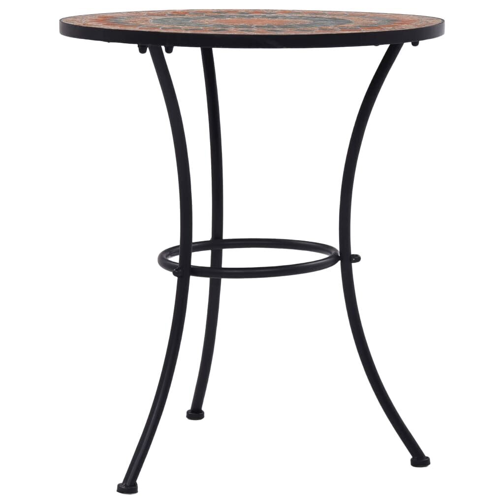 vidaXL mozaīkas bistro galds, 60 cm, oranža un pelēka keramika cena un informācija | Dārza galdi | 220.lv