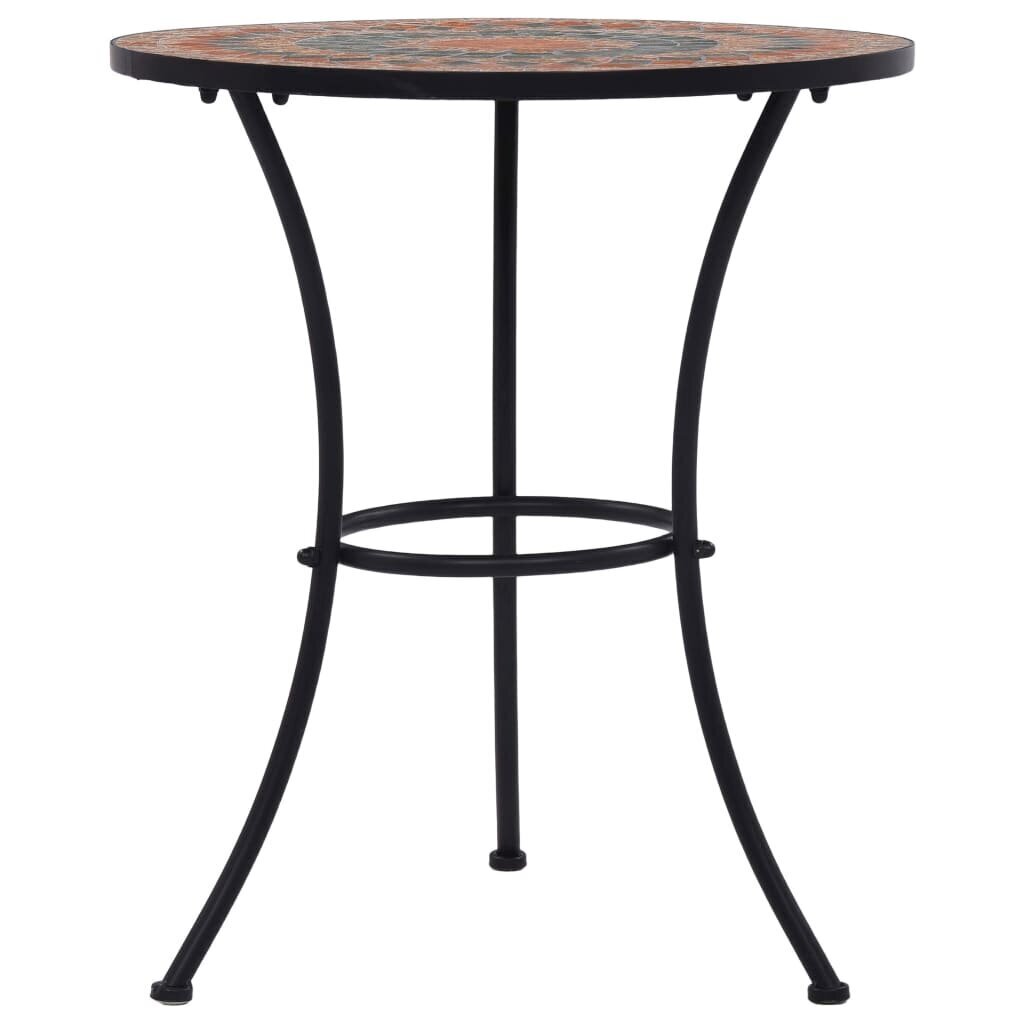 vidaXL mozaīkas bistro galds, 60 cm, oranža un pelēka keramika цена и информация | Dārza galdi | 220.lv