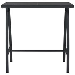 vidaXL dārza bāra galds, melns, 110x60x110 cm, rūdīts stikls cena un informācija | Dārza galdi | 220.lv