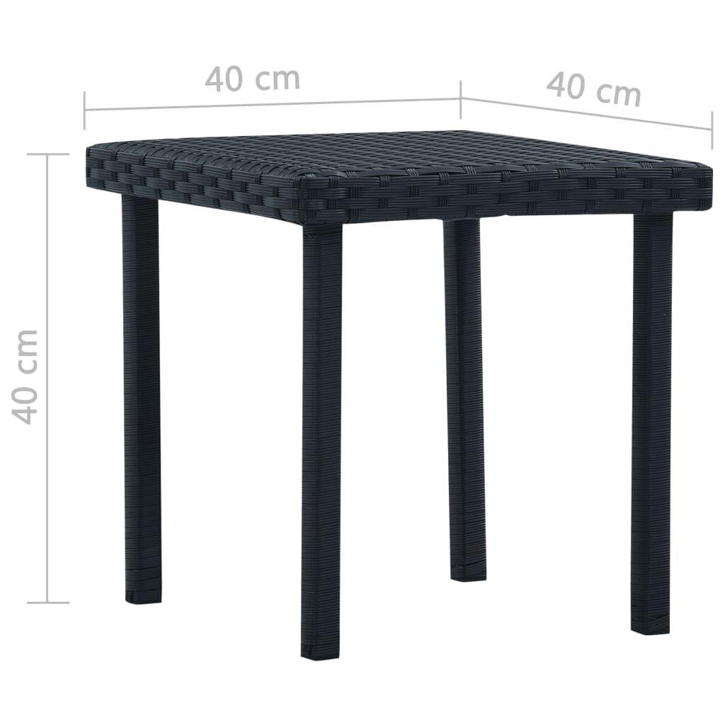 vidaXL dārza tējas galdiņš, melns, 40x40x40 cm, PE rotangpalma cena un informācija | Dārza galdi | 220.lv