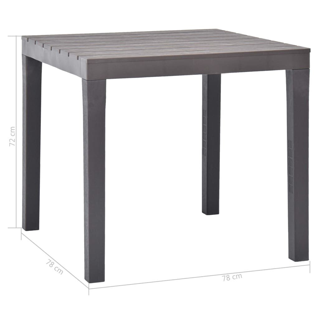 vidaXL dārza galds, 78x78x72 cm, brūna plastmasa cena un informācija | Dārza galdi | 220.lv