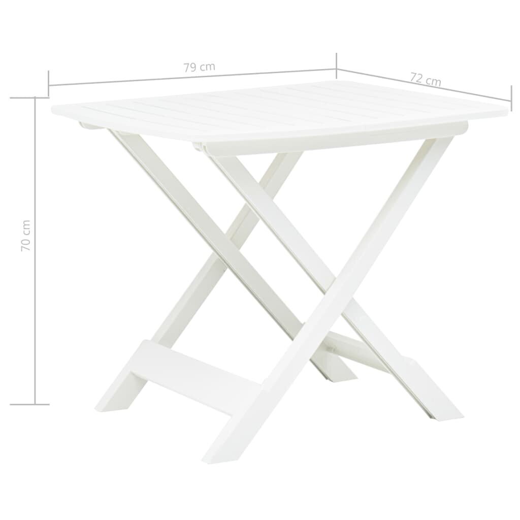 vidaXL saliekams dārza galds, balts, 79x72x70 cm, plastmasa cena un informācija |  Tūrisma mēbeles | 220.lv