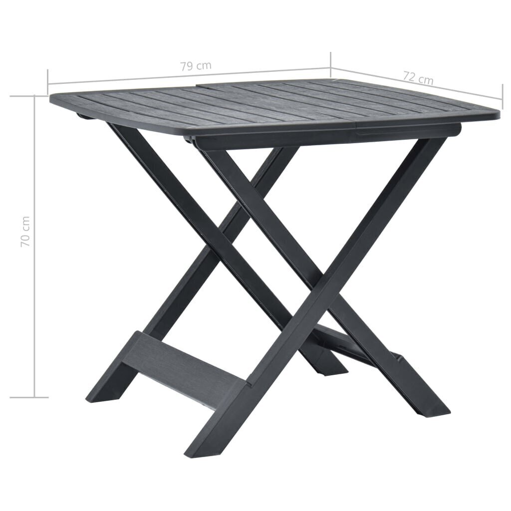 vidaXL saliekams dārza galds, antracītpelēks, 79x72x70 cm, plastmasa cena un informācija | Dārza galdi | 220.lv