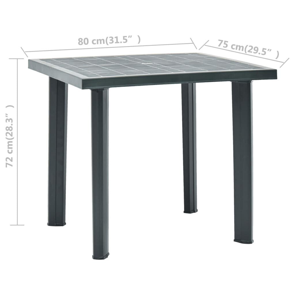 vidaXL dārza galds, zaļš, 80x75x72 cm, plastmasa цена и информация | Dārza galdi | 220.lv