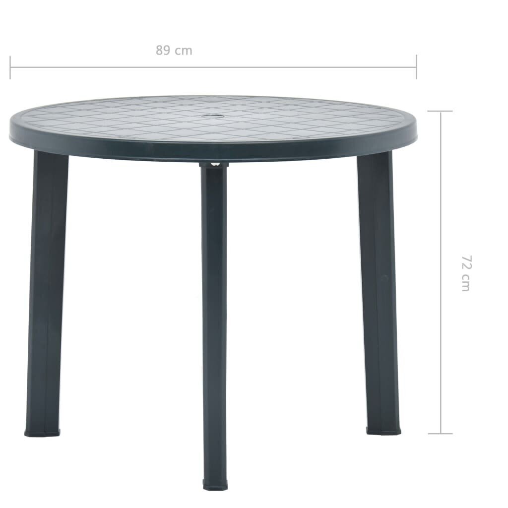 vidaXL dārza galds, zaļš, 89 cm, plastmasa cena un informācija | Dārza galdi | 220.lv