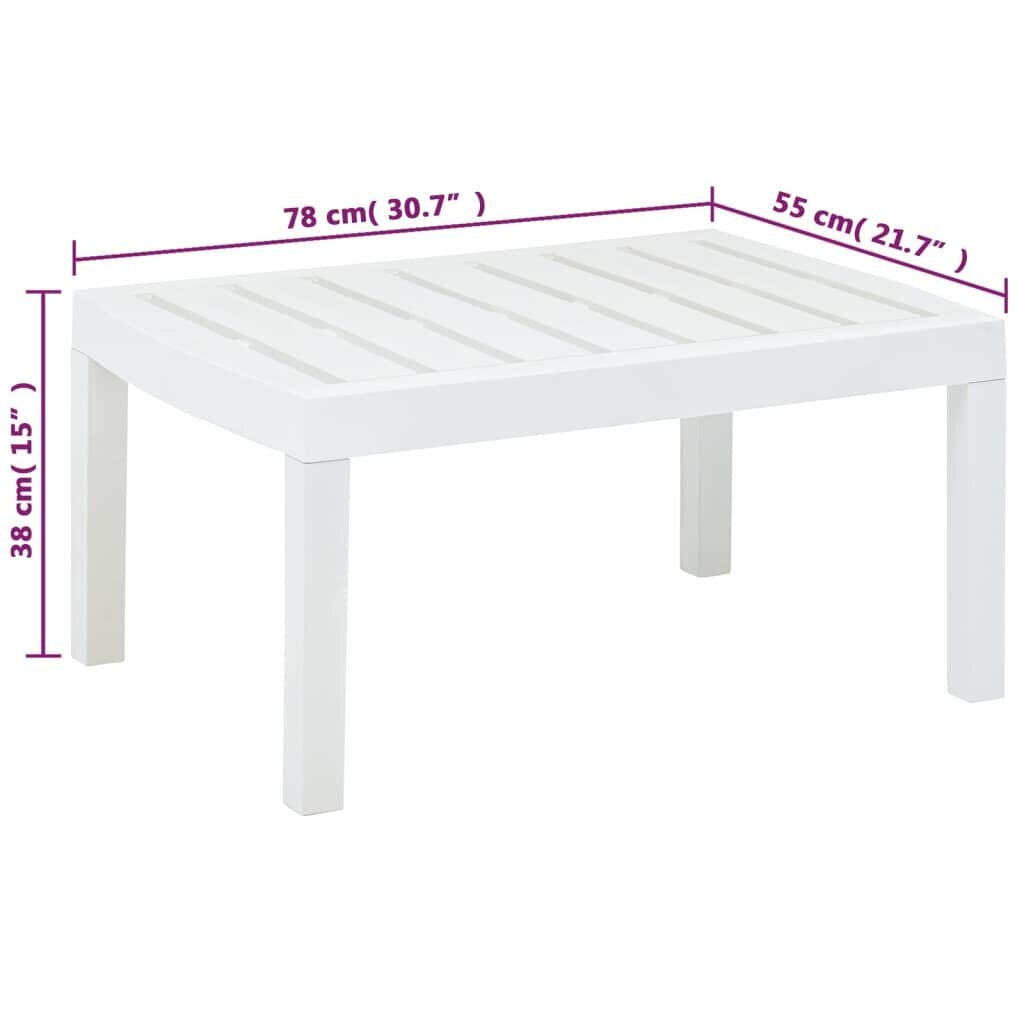vidaXL galds, balts, 78x55x38 cm, plastmasa cena un informācija | Dārza galdi | 220.lv