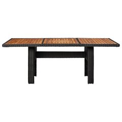 vidaXL dārza galds, 200x100x74 cm, melna PE rotangpalma cena un informācija | Dārza galdi | 220.lv
