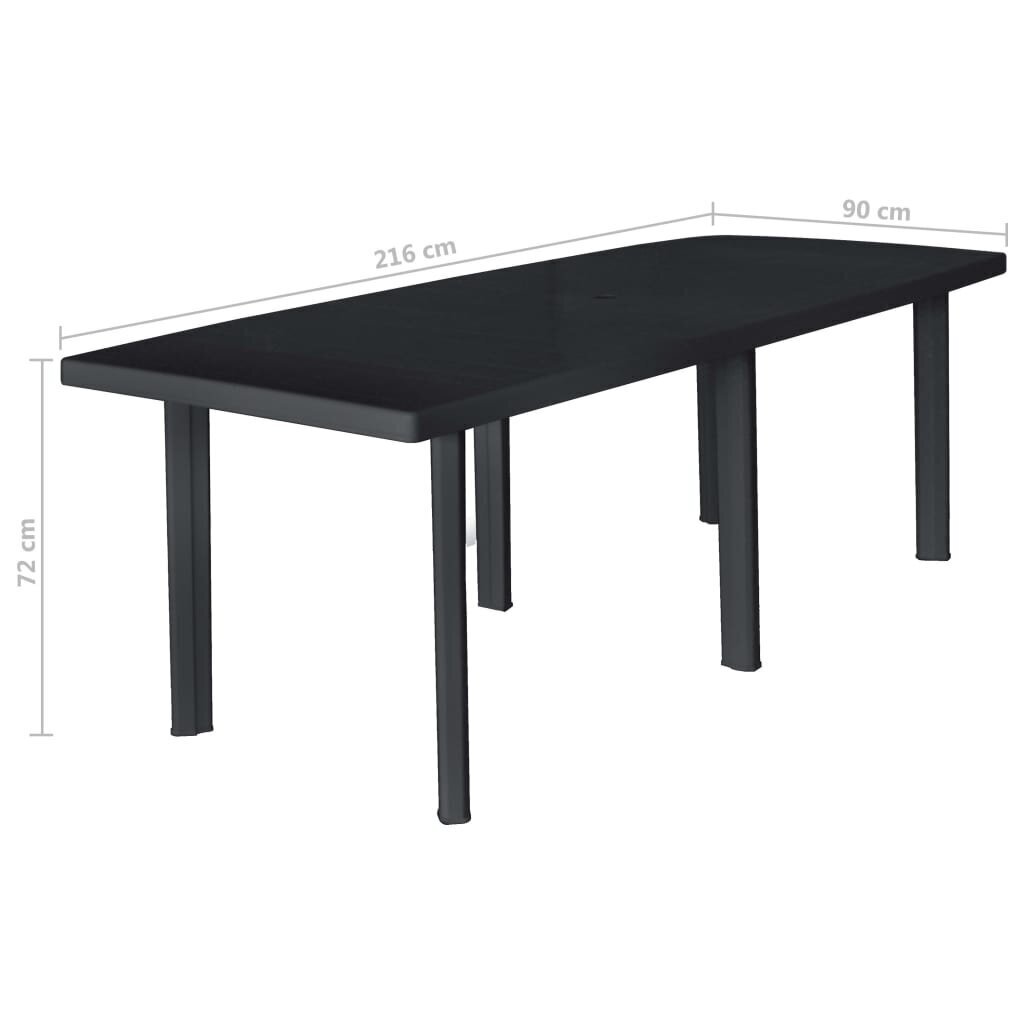 vidaXL dārza galds, antracītpelēks, 216x90x72 cm, plastmasa цена и информация | Dārza galdi | 220.lv