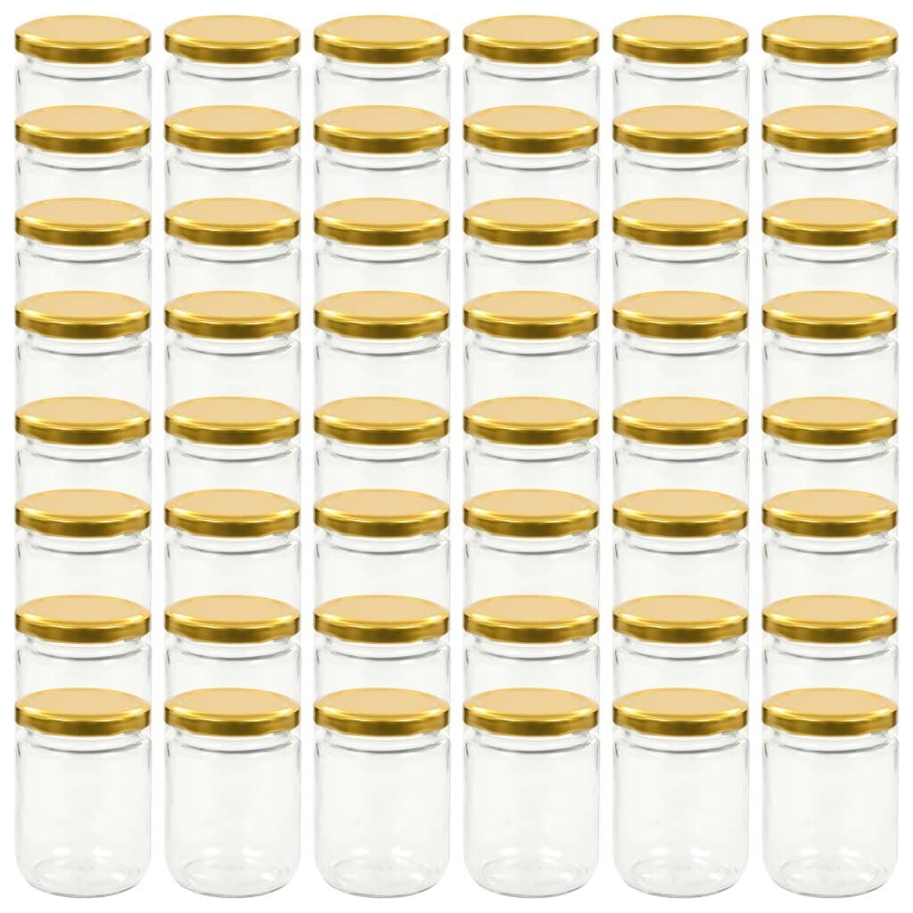vidaXL ievārījuma burciņas, zelta krāsas vāciņi, 48 gab., 230 ml cena un informācija | Trauki un piederumi konservēšanai | 220.lv