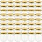 vidaXL ievārījuma burciņas, zelta krāsas vāciņi, 48 gab., 230 ml cena un informācija | Trauki un piederumi konservēšanai | 220.lv